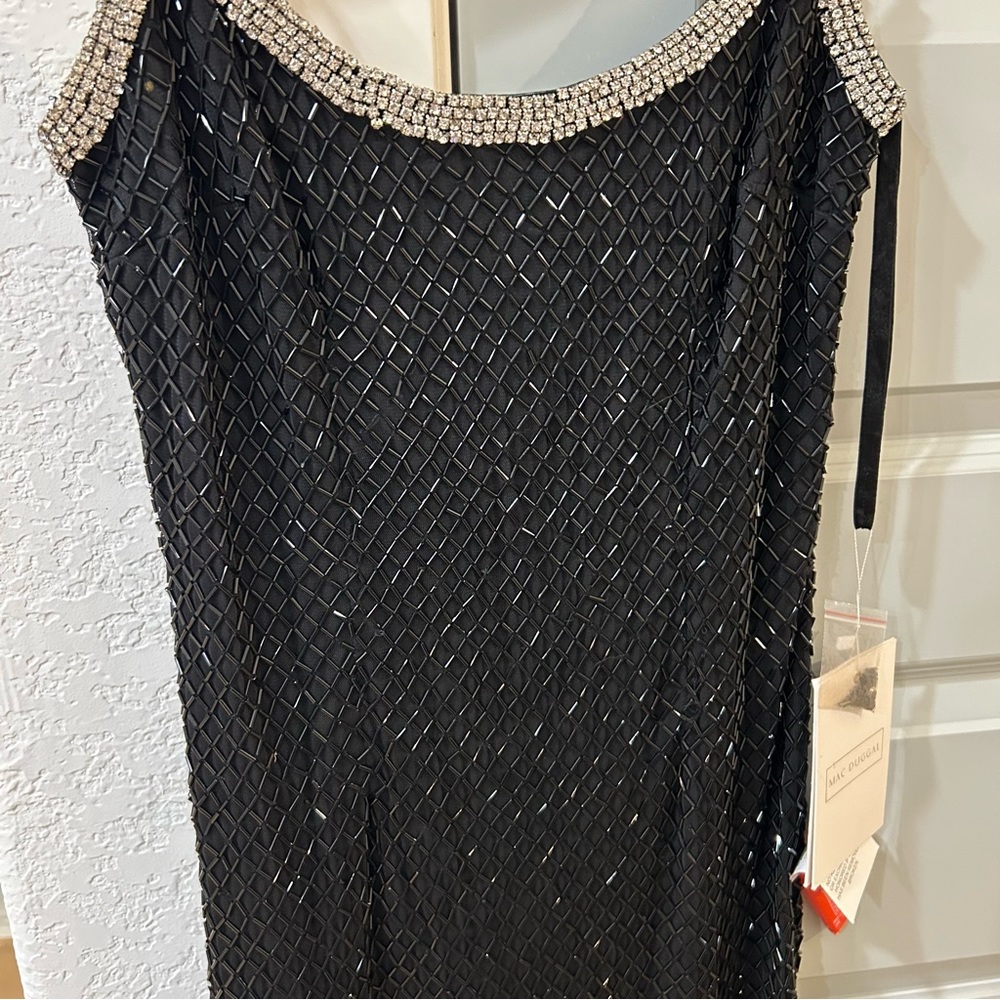NWT Mac Duggal 93551 Beaded Spaghetti Strap Column Embellished Gown - Picture 6 of 10